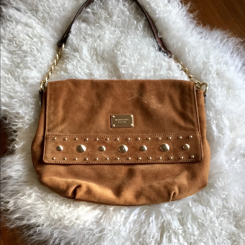 MICHAEL Michael Kors SUEDE PURSE W/BRASS DETAILS